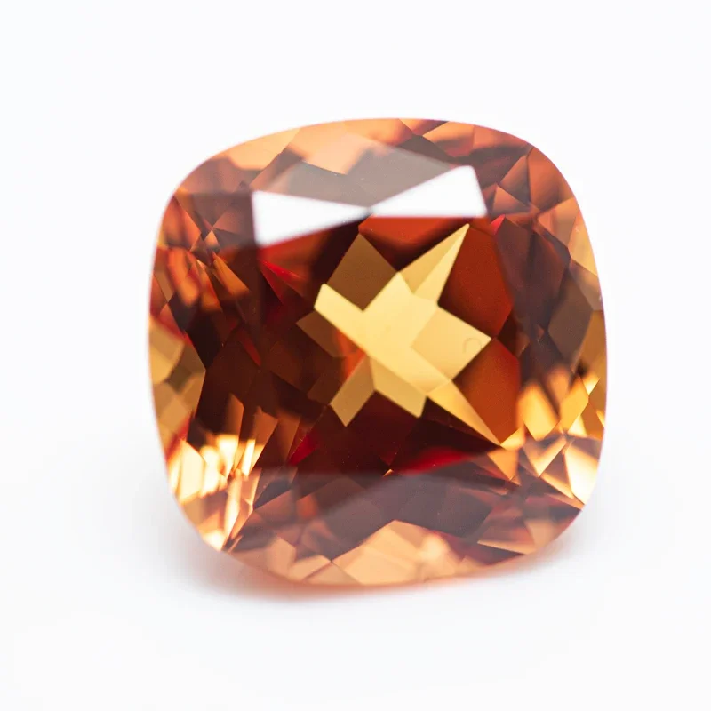 Lab Grown Sapphire Square Cushion Shape Sunset Orange Color Charms Beads for Diy Jewelry Making Ring Selectable AGL Certificate