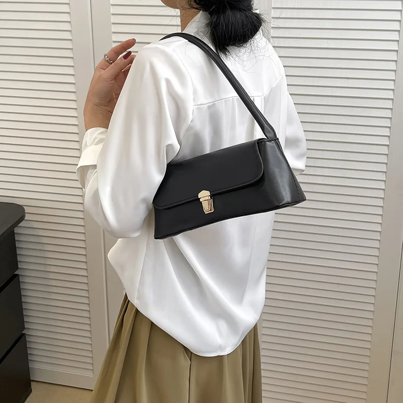 Women's Shoulder Bag Handbag Retro Underarm Bag Fashion Simple Solid Color New Hand Shoulder Bag