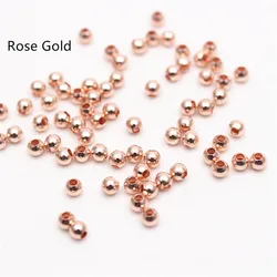 Silver and Gold Plated Brass Smooth Spacer Beads for Jewelry Making - 200 Pieces (SpacerBead Rose Gold)