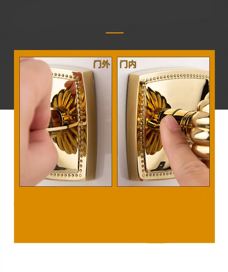 Description Picture 5 of itemLight Luxury Gold Bathroom Door Lock Pumpkin Ball Handle Keyless Lockset Indoor Door Handle Silent Security Locks Home Hardware