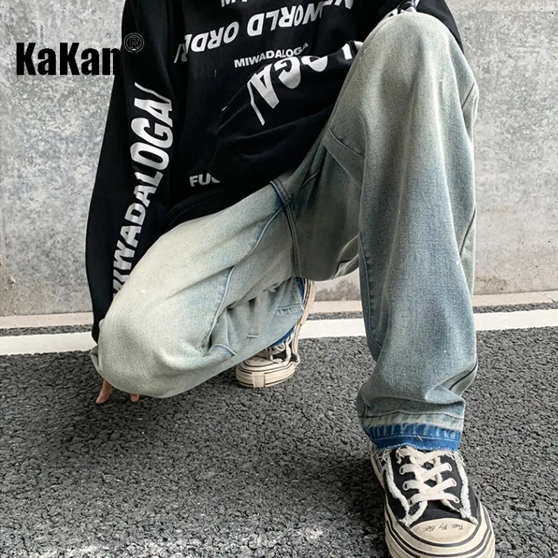 Kakan - Spring/Summer New Graffiti Speckled Jeans Men's Wear, European and American High Street Retro Vintage Wash Jeans24-M5850 2022 street wear white old wash water pattern pants brown loose retro straight four season locomotive handsome men s jeans