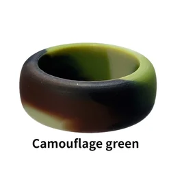 Unisex Rainbow Silicone Ring - Hypoallergenic & Flexible Antibacterial Sports Band - 8 (Camouflage green)