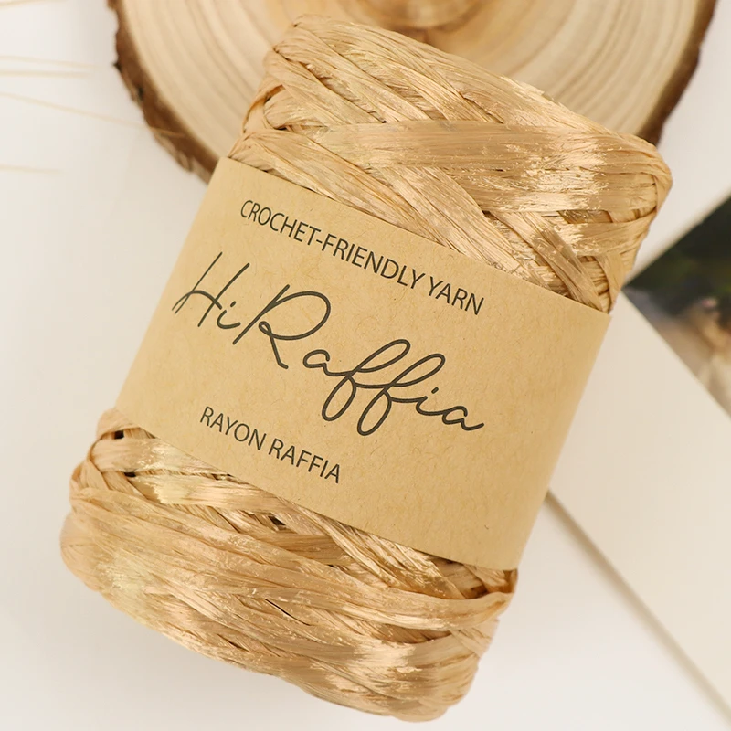 80M Metallic Shiny Natural Raffia Straw Yarn For Hand-knitted Crochet Grass Paper Hat HandBag Cushion Baskets Thread Summer DIY 2
