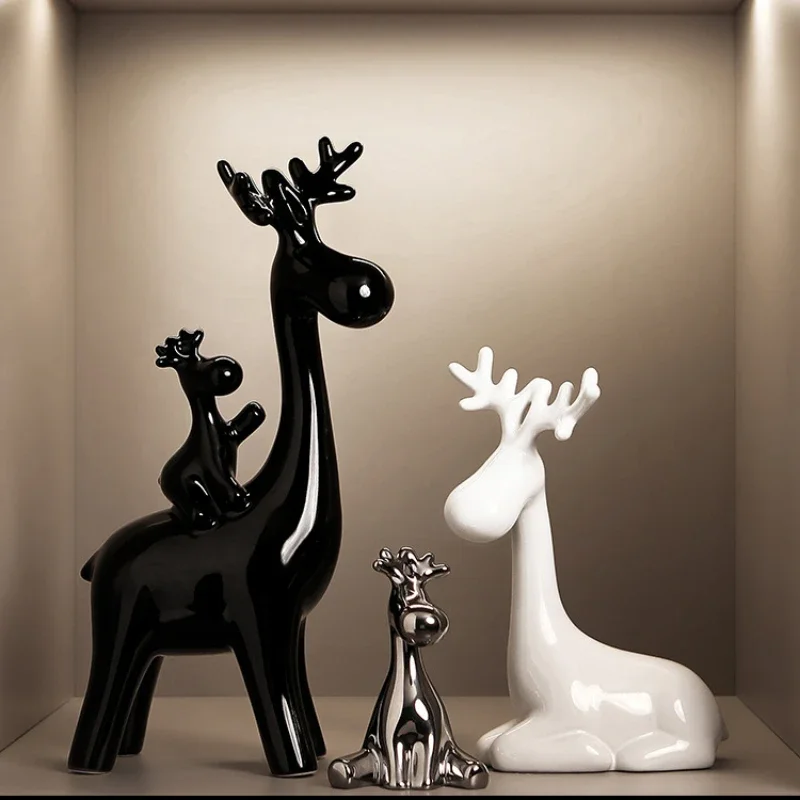 

Nordic Ceramic Dear Statue Ornaments Desktop Sculpture Figurines Decor Cabinet Home Decoration Creative Deer Ornaments Gift