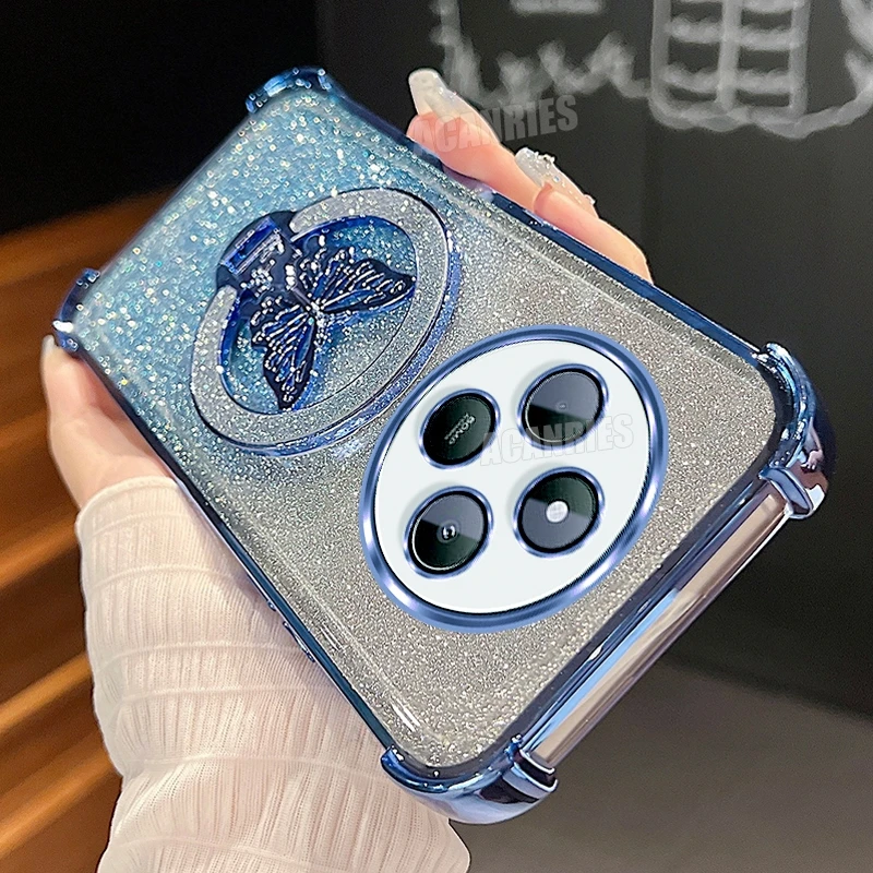 Glitter Butterfly Holder Plating Silicone Shockproof Case