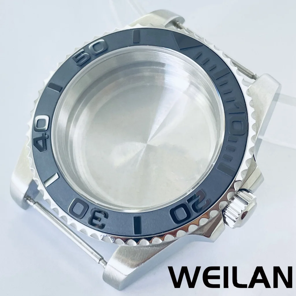 Silver Watch Case with Ceramic Bezel and Sapphire Crystal