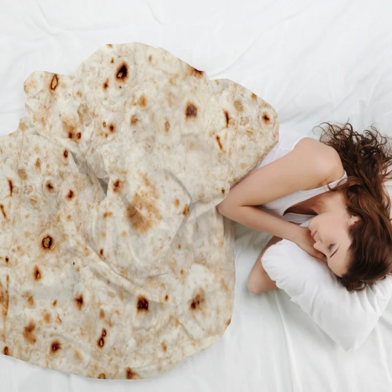 Realistic Food Taco Burrito Tortilla Blanket Soft Flannel Wrap Novelty Throw Blanket Adults Babies And Children Round Blanket #L 3