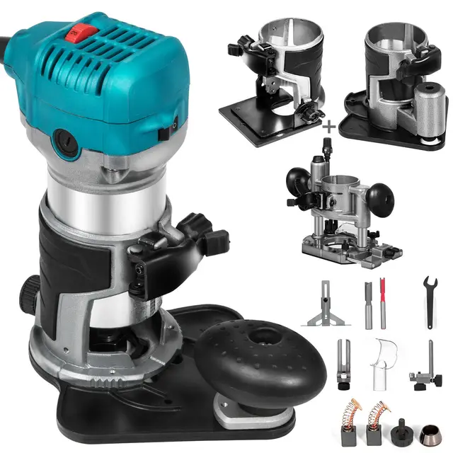 Vevor 710W Variable Speed Trimmer Router Compact Kit Plunge And Tilt