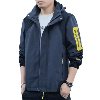 سترات واقية الرجال مقنعين سترة مضادة للماء سستة معطف البضائع منفذها التخييم معاطف الرجال الخريف فضفاضة رقيقة سوفتشيل معطف للرياضة 5