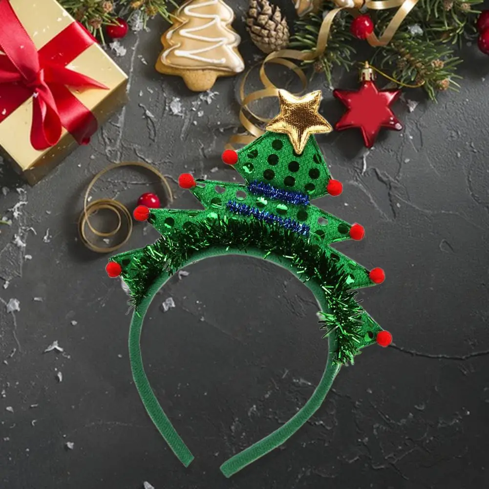 Christmas Headband Lightweight Christmas Hairband Bright Color Performance Props Exquisite Tree Hair Hoop Costume
