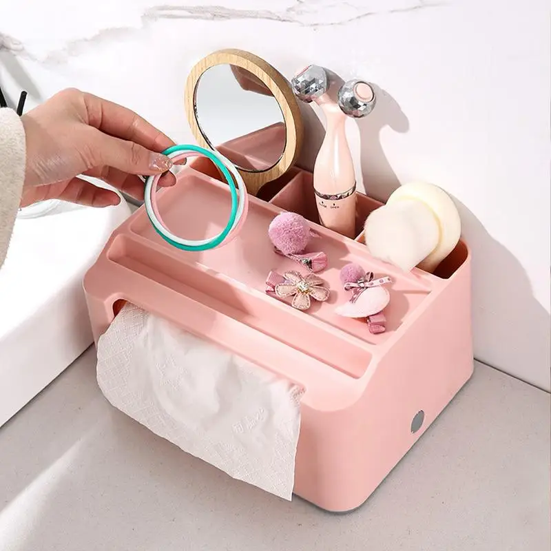 Tissue Box Napkin Holder Remote Control Storage Desk Organizer Office Multifunctional Sundries Container Storage Home 5