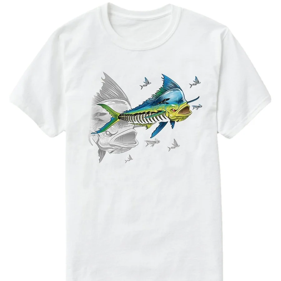 

Funny Fishing Mahi-mahi Dolphinfish Skeleton Angler Gift T-Shirt. Summer Cotton Short Sleeve O-Neck Mens T Shirt New S-3XL