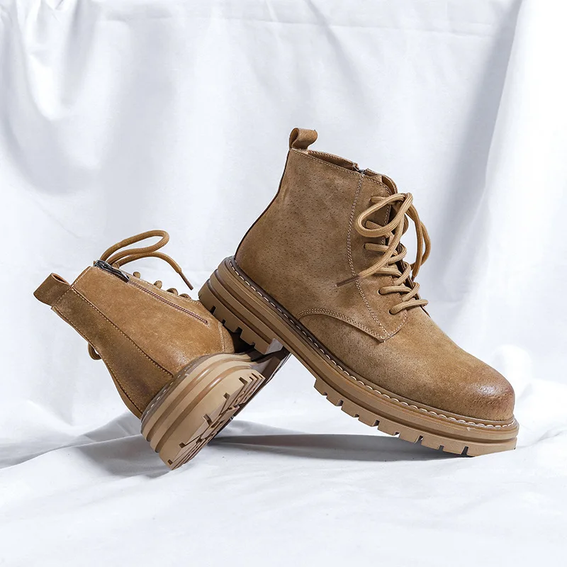 Men Chelsea Boots Genuine Leather Ankle Casual Motorcycle Hiking Work