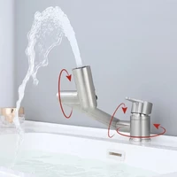 ก๊อกน้ำอ่างล้างหน้าแบบโมเดิร์น หมุนได้ พับได้ 3 โหมดการใช้งาน น้ำเย็น/น้ำร้อน ก๊อกน้ำติดตั้งบนเคาน์เตอร์ สแตนเลส 3