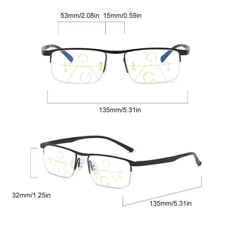 Multifocal Progressive Reading Glasses For Men Business Office Computer Eyeglasses With Anti Blue Light Presbyopic Lens Eyewears