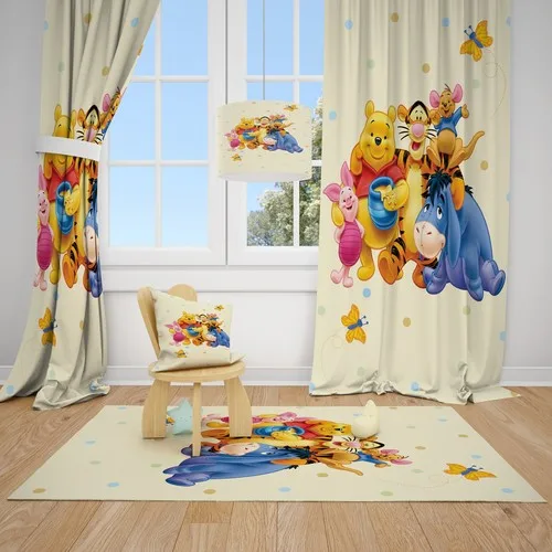 Cici дизайн Winni Pooh Детская комната фон занавеска 2 крыла 140x200 | Дом и сад
