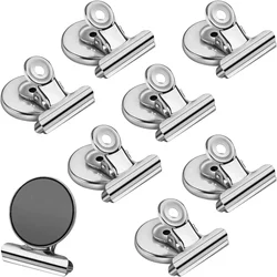 Heavy Duty Strong Magnetic Bulldog Clips for Whiteboards and Photo Displays (8Pcs - Silver)