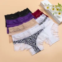 Giczi Nouvelles Culottes Femme Léopard Dentelle Florale Mode Lingerie Sexy Transparente Respirante Confortable 3