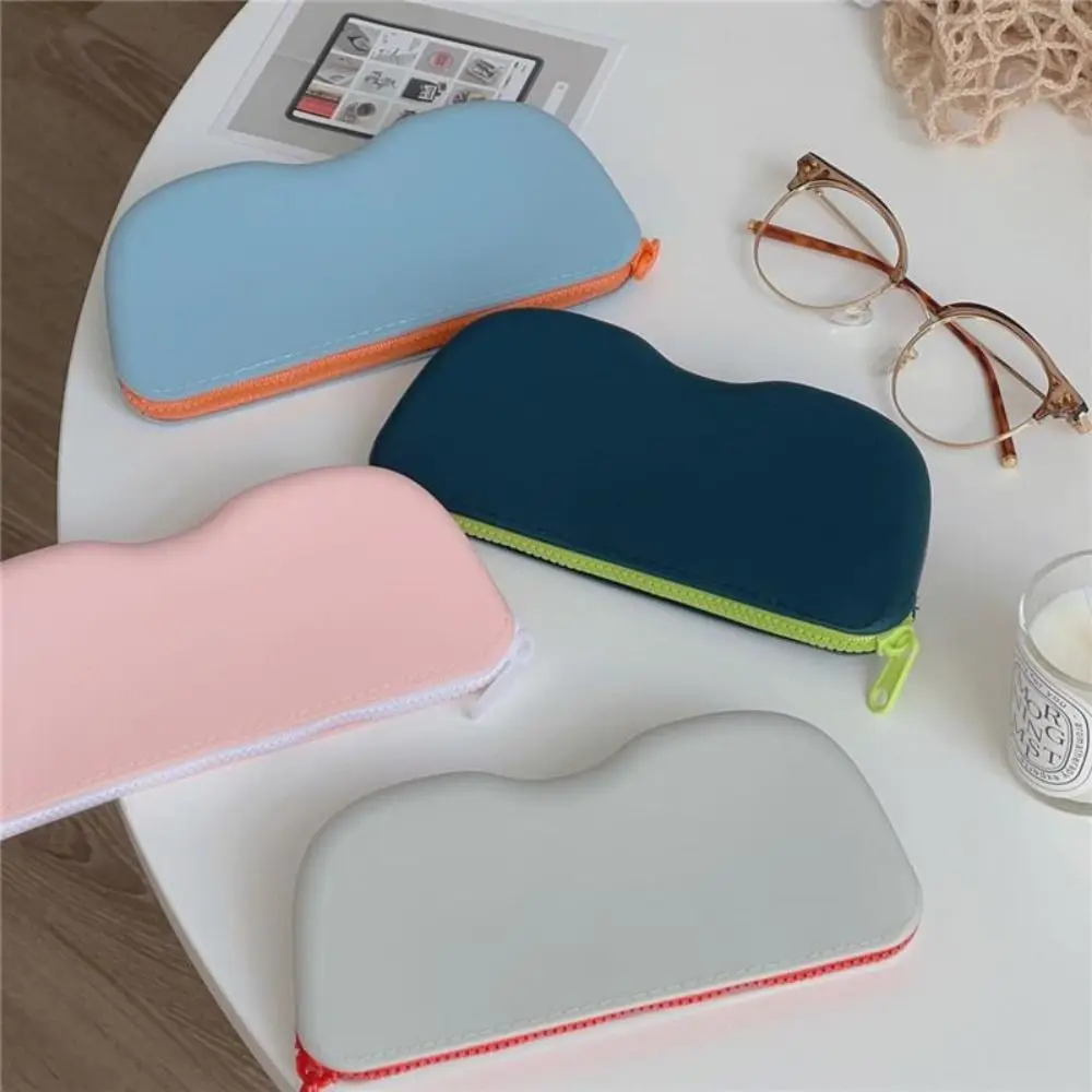 

Silicone Zipper Eyewear Cases Women Portable Waterproof Solid Color Sunglasses Myopia Glasses Storage Box Travel Glasses Bags