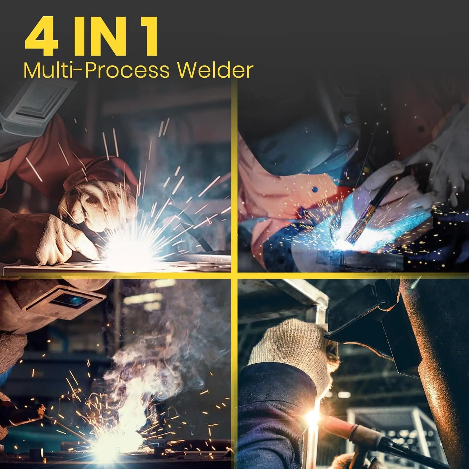 MIG Welder 4 in 1 MIG/MAG/Lift TIG/Stick Welder 110/220V Dual Voltage Welding Machine with Flux core wire