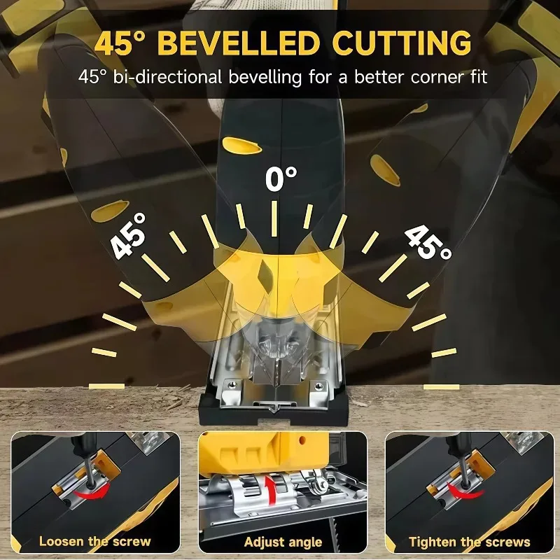 Dewalt 3000RPM 브러시리스 곡선 톱 무선 전기 지그 톱 휴대용 다기능 조절식 목공 전동 공구