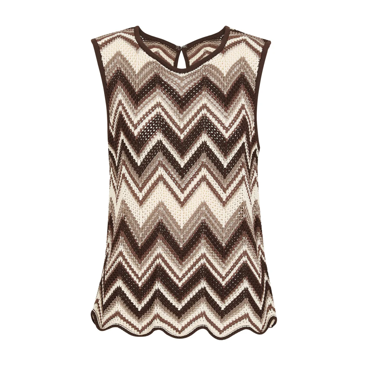 ZJYT Summer New Women's Sleeveless Knitted Tops Pullover Vest Striped Fashion Retro Casual Beach Holiday Long Pants Knitwears 3