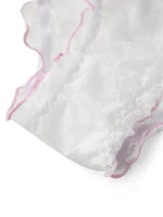 Sexy Lace Lingerie Set with Bow Detail and Thong Panties Sheer Nightgown with Colorful Trim and Frilly Bra - Image 5