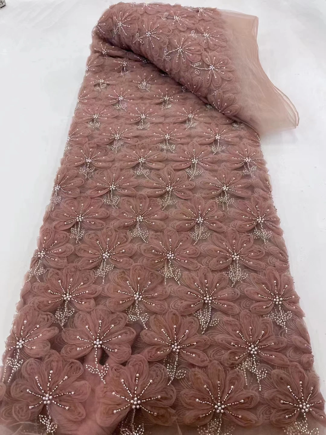 

Высококачественная Роскошная Тяжелая вышитая бисером кружевная ткань вышивка французское кружевное свадебное платье свадебное тюль с блестками 5 ярдов Xc