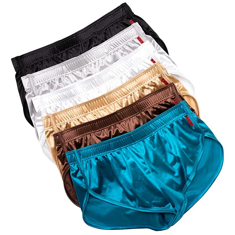 

Men's Underwear Satin Pajamas Panties Sleep Bottoms Solid Color Boxer Trunks Male Underpants Homewear Sexy Boxers Shorts