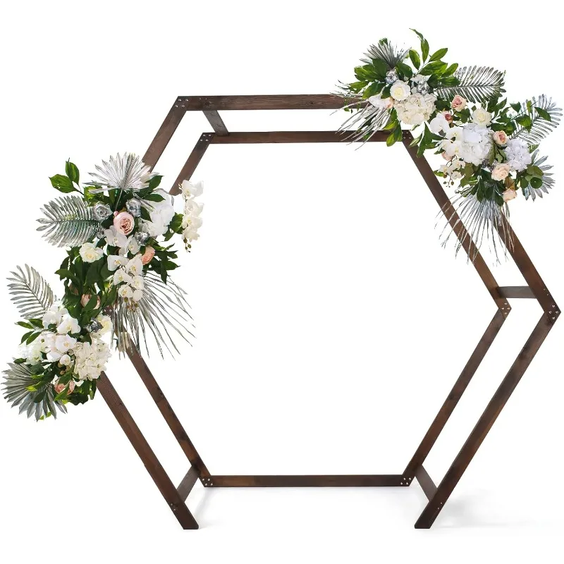 Wooden Wedding Arch Heptagonal Photo Backdrop