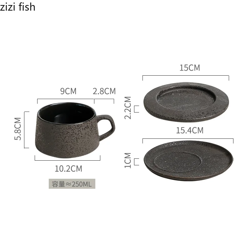 Elegant Black Ceramic Coffee and Saucer Set