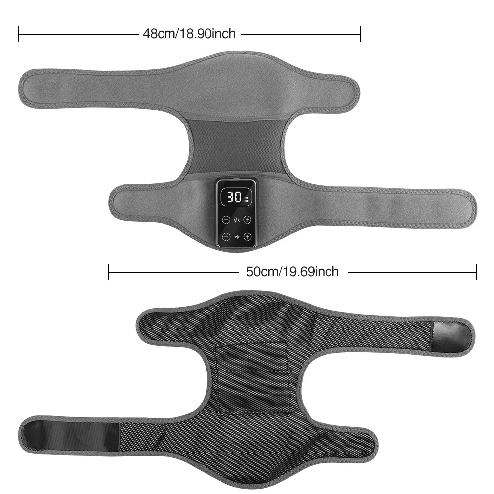 Primo piano degli elementi riscaldanti all'interno del massaggiatore per ginocchia