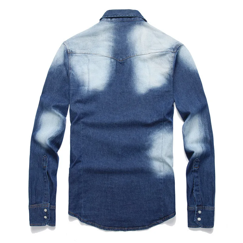 Men's shirt yellow label long sleeve multi-ground white heavy craft fashion men's wear white point elastic slim