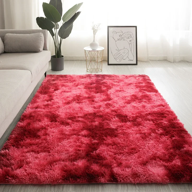 Carpet bedroom full of Nordic ins living room coffee table bed girl room under the bed plush mesh red blanket mat