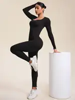 Women Jumpsuits Long Sleeve Sexy Backless Bodycon Rompers Scrunch Butt V Back Playsuit Workout Bodysuit - Image 6