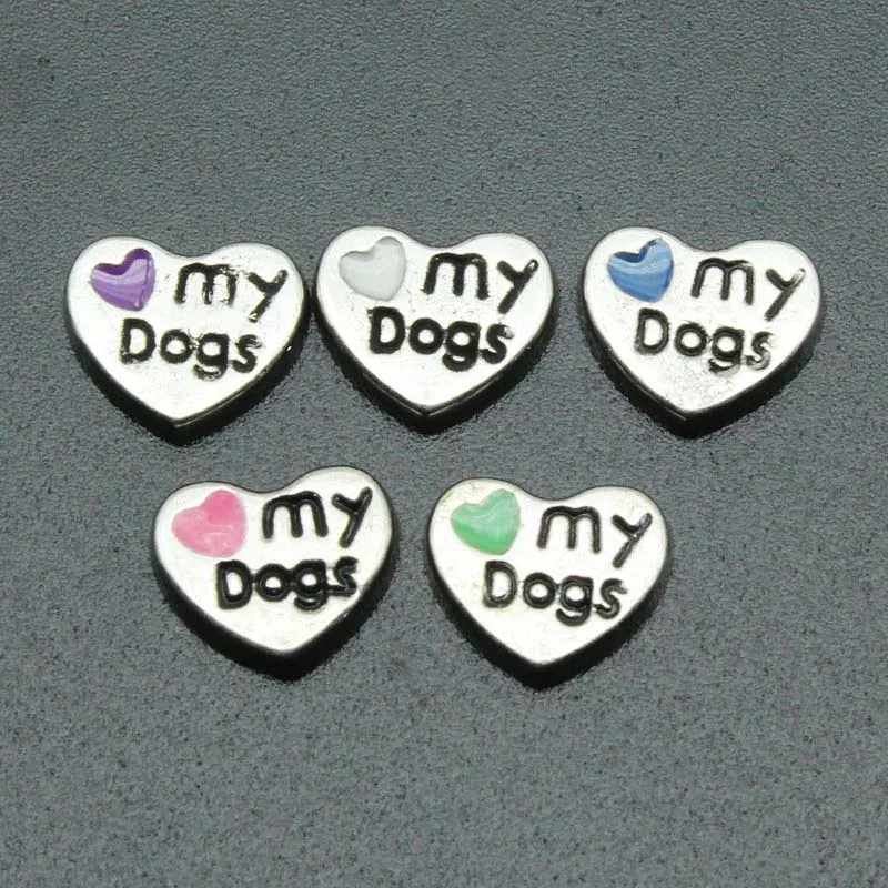 

Смешанные 10 шт. цветные Подвески с надписью «Love My Dogs»