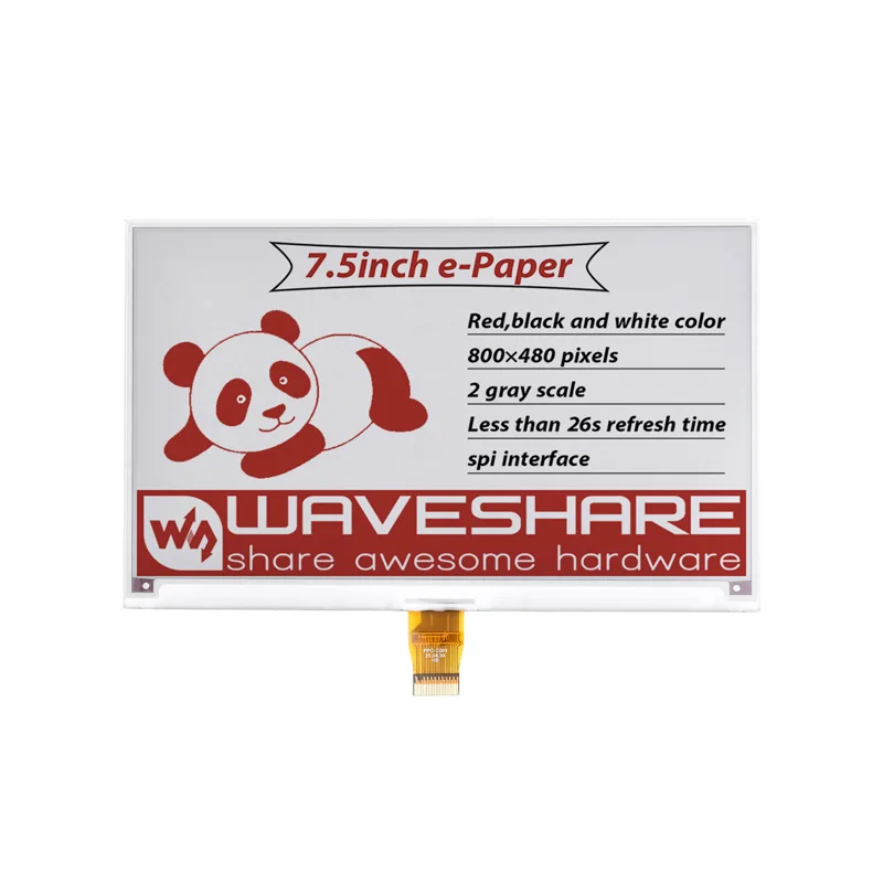Display e-Paper E-Ink da 7,5 Pollici per Raspberry Pi, HAT 800×480 Interfaccia SPI Rosso / Nero / Bianco 7,5 Pollici per Arduino STM32 Jetson Nano - immagine 2