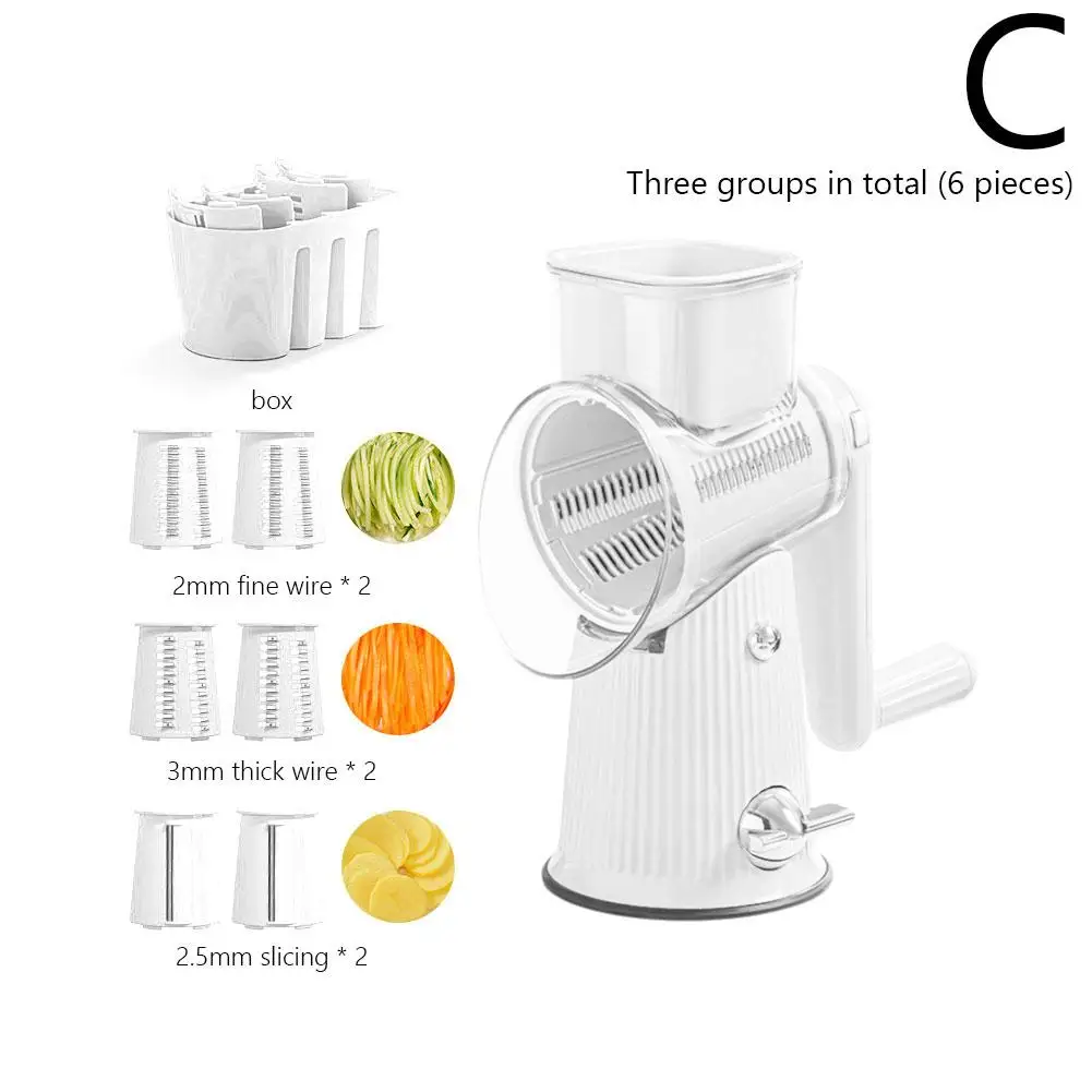 5 In 1 Rotary Cheese Grater Handle Manual Grinder Vegetable Nuts Shredder Strong Base Slicer Suction Y6O3