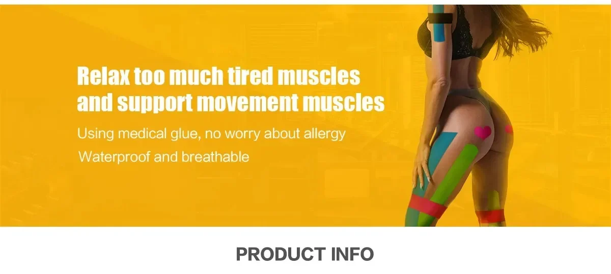 1/5PCS Sport Wasserdichte Kinesiologie Band Aufkleber Athletische Bandage Muscle Recovery Protector Umreifung Schmerzen Relief Tennis Gym – Detail 9