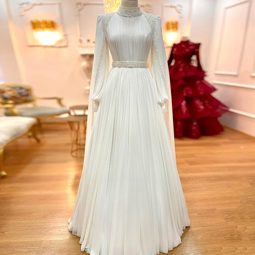 Modest Muslim Wedding Dresess with Long Sleeve Sequin Chiffon A Line Bridal Gown | eBay Modest Muslim Wedding Dresess with Long Sleeve Sequin Chiffon A Line Bridal Gown | eBay