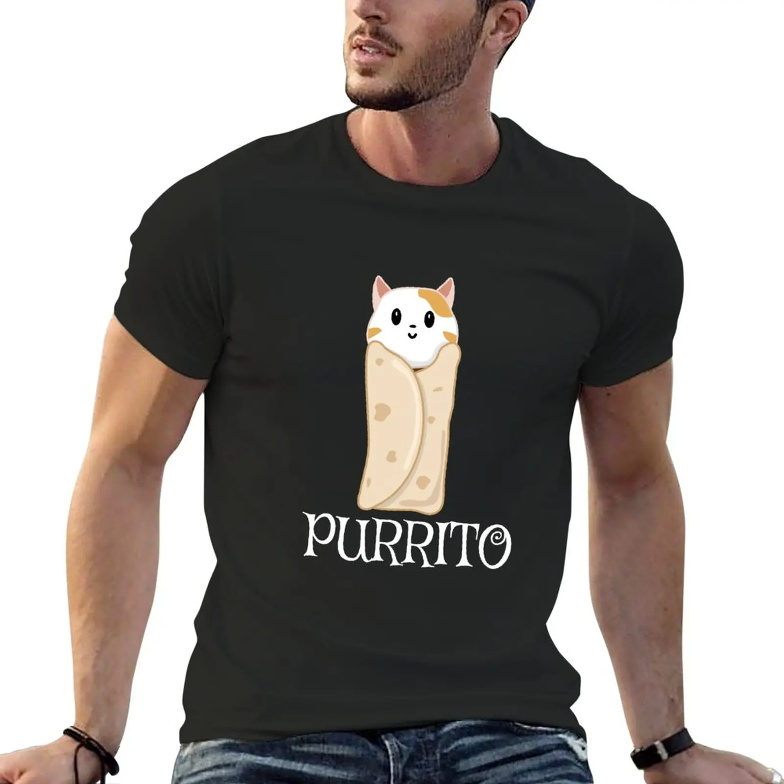 

Purrito Cat Burrito T-Shirt Tee shirt customs tees T-shirts for men cotton
