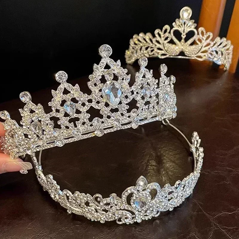 Romantic Princess Crown for Girls Handmade Rhinestone Tiara Pearl Headband For Birthday Wedding Party Accessories Jewelry Gifts hair accessory,jewelry accessories,hair headdress,bridal headwear,hair band crown