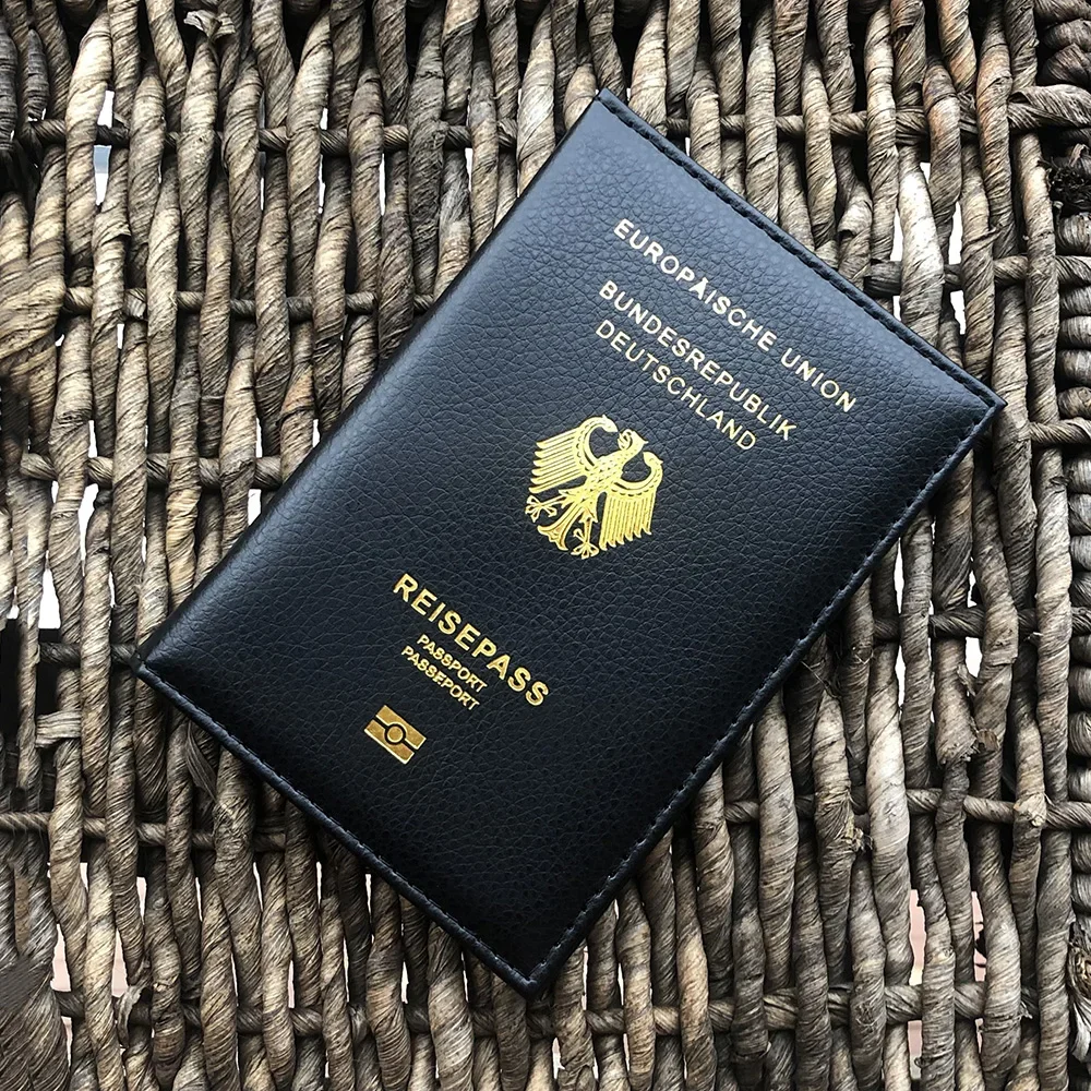 여권케이스 VS 서명 핑크 흰색 줄무늬 여권 카드 케이스 거치대 지갑 10 맞춤형 독일 여권 커버, 이름이 있는 핑크 독일 여권 홀더 케이스