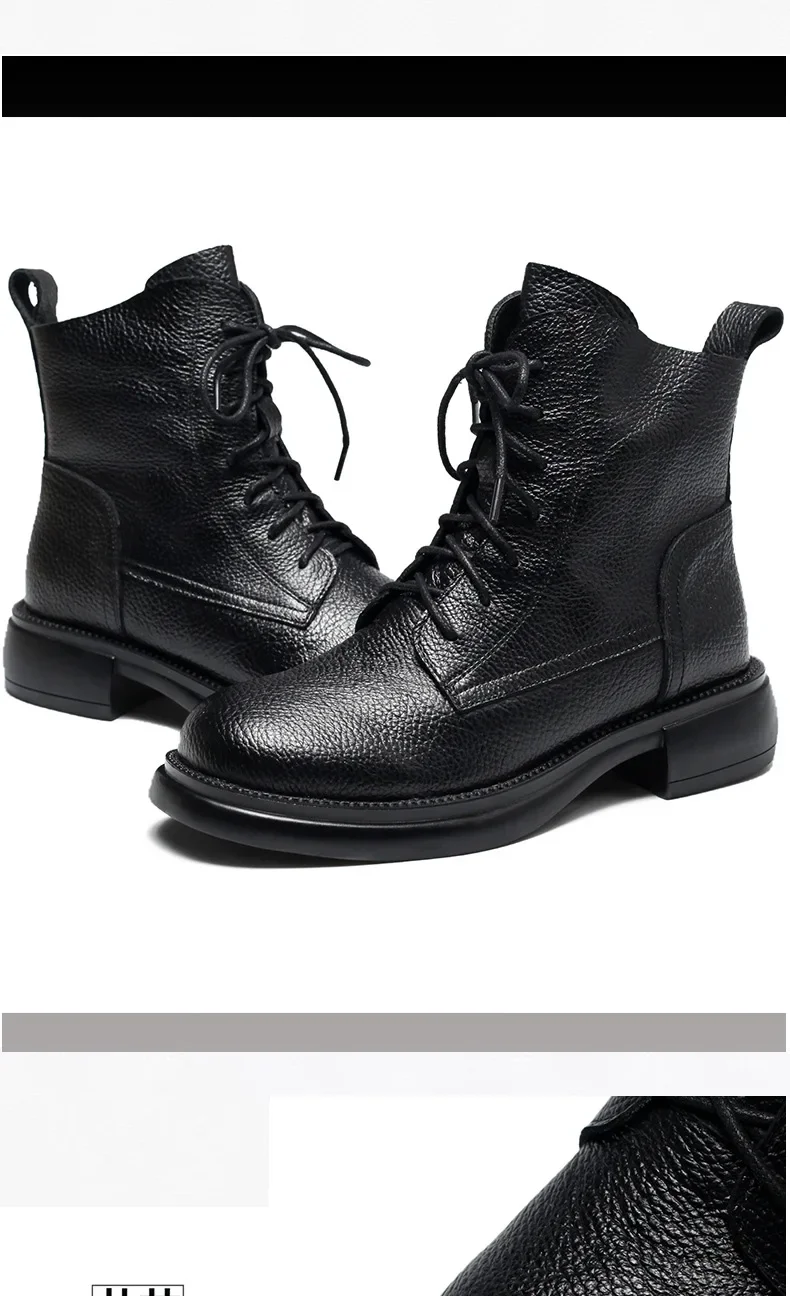 Dam ankelboots i äkta läder med platåsula för vinterbruk_voghion.com