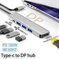 5-in-1 USB C to DP Hub DisplayPort/USB/100W PD Port Docking Converter for Mac Expansion Dock Type-C Thunderbolt 3 to 8K@60H 1