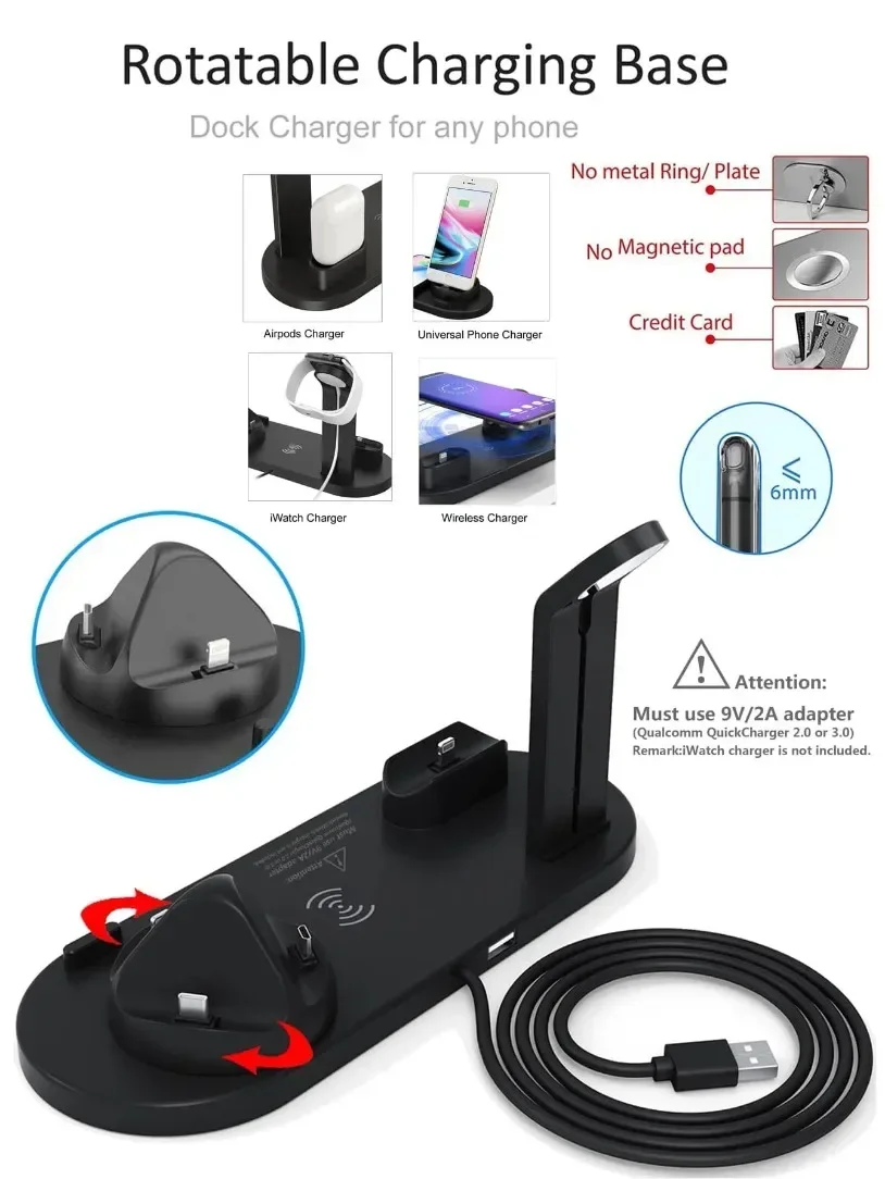Drahtloser Ladeständer für iPhone 17 16 15 14 13 12 11 XR Pro Max Samsung Xiaomi 17 Ladegerät Air-Pods Pro Schnellladestation – Detail 2