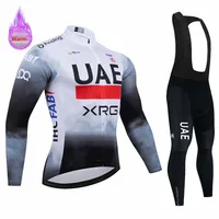 Uae New Winter Thermal Fleece Long Sleeve Cycling Jersey Set Bib Pants Ropa Ciclismo Bicycle Clothing MTB Bike Mens Team Suit 1