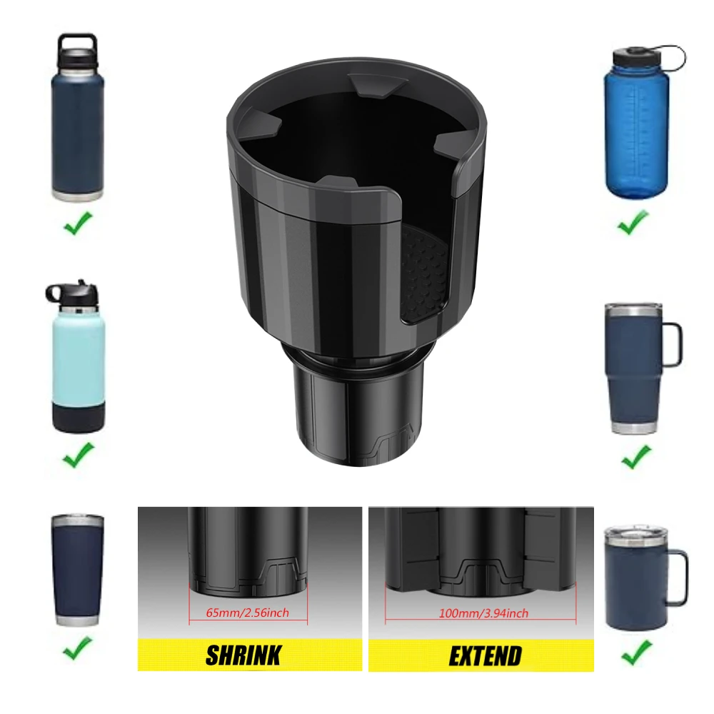 Expansor portavasos para coche con Base ajustable para Hydro Flasks 32/40oz Yeti Ramblers 20/26/30oz Otras botellas Tamaño 6,5-10,5 CM