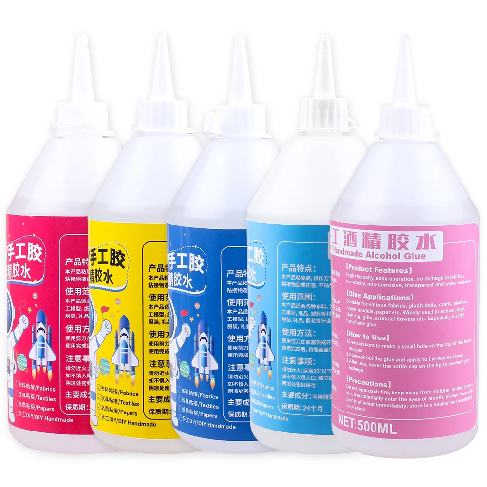 500ML Bottle Alcohol Glue Super Strong Adhesive Acrylic Fabric Foam Cardboard DIY PVA Craft Paper Wood Metal Bond Precision Tips 5