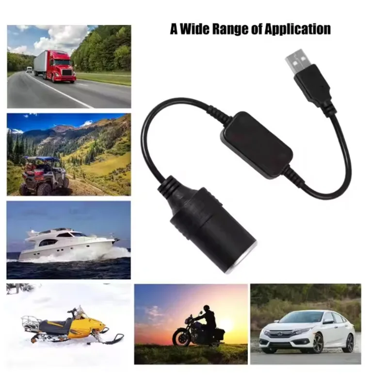 Auto Interior Accessories Plug Connector Adapter USB 5V To 12V Converter Adapter Wired Controller Charger Cable Socket